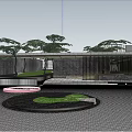 Garden Landscape Design Featuring Greenery Parking Pathways And Building Layout 3d model
