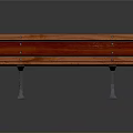 Wooden Bench With Red Slats And Metal Legs For Garden Seating