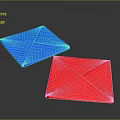 Blue And Red Square Shaped Animal Toys Placed On Black Background Surface