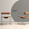 Elegant Modern Poliform Dining Chairs With Leather Seats And Metal Frames 3d model