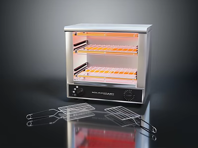 Electric Countertop Oven With Two Tiered Racks Heating Elements Transparent Door And Grill Accessories 3d model