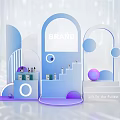 Modern Geometric Brand Showcase With Blue Purple Arches And Circular Elements 3d model