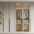 Modern Light Colored Wardrobe With Glass Doors Built In Lighting And Storage Design
