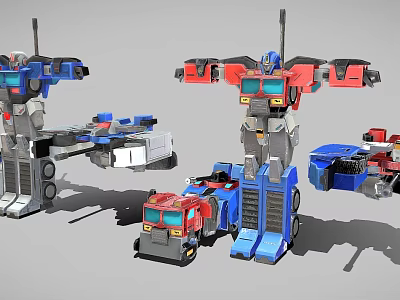 Transformers Game And Movie Robot Characters With Vehicle Transformation Modes And Colorful Mechanical Designs 3d model