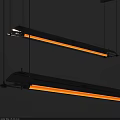 Modern Long Linear Pendant Lights with Sleek Metal Design Hanging in Minimal Space
