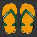 Casual Daily Flip Flops With Yellow Soles Green Straps And White Stripes