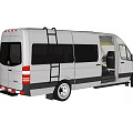 White Commercial Van With Open Side Doors And Roof Rack For Business Use