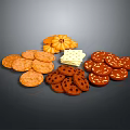 Assorted Round And Flower Shaped Cookies With Crunchy Texture And Varieties 3d model
