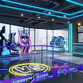 Metaverse Themed Space With Neon Lights Astronaut Robot And Planet