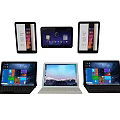 Six Modern Laptops And Tablets Arranged In Two Rows With Screen Displays 3d model