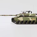 Detailed Military Camouflage Tank With Long Cannon Tracks And Armored Structure