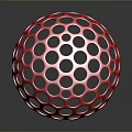 Red Decorative Hollow Sphere With Circular And Hexagonal Holes For Home Living