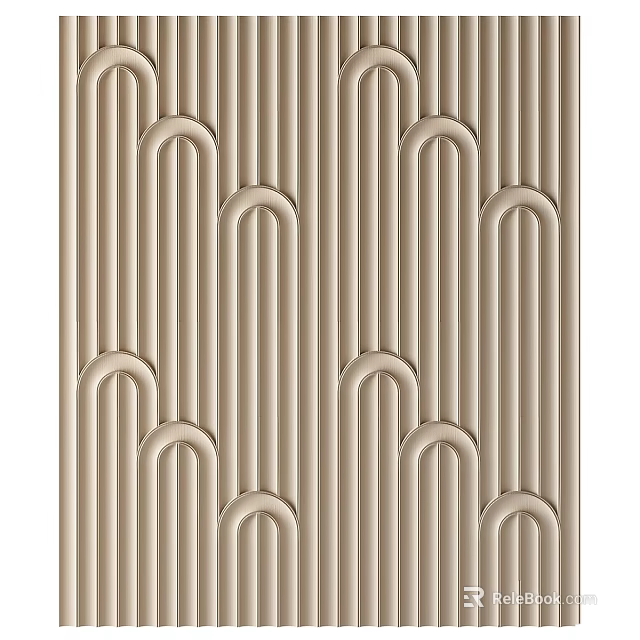 Decorative Beige Panels With Vertical Stripes Arched Patterns For Modern Interior Design 3d model 