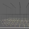 Stylish Modern Chandelier With Grid Design And Numerous Small Hanging Bulbs
