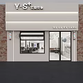 Beauty Salon Storefront With Red Brick Walls White Awning Barber Poles And Glass Doors