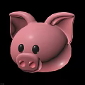 Cute Pink Pig Toy with Big Ears Black Eyes and Round Nose