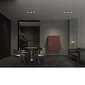 Elegant Modern Hotel Mahjong Room Interior With Round Table Comfortable Chairs Sofa And Decorative Plant