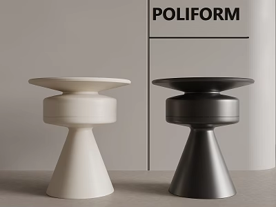 Poliform Modern Side Tables With White And Black Stylish Round Design 3d model