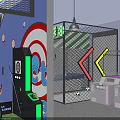 Modern Indoor Archery Range with Multiple Targets and Fitness Training Equipment