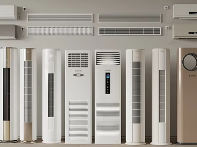 Modern Standing Air Conditioner Fans With Various Designs And Cooling Functions 3d model