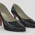 Stylish Black Patent Leather High Heels With Red Heels And Pointed Toe Design