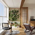 Cozy Natural Wood Style Living And Dining Room Interior With Comfortable Furniture And Relaxing Atmosphere