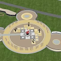 Waterfront Landscape Design With Green Spaces Walking Paths Circular Lawns And Water Features