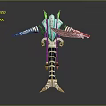 Futuristic Game And Movie Character In Blue White Armor With Mechanical Design And Outstretched Arms