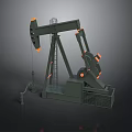 Industrial Oil Pumpjack Equipment with Gray Structure and Orange Mechanical Arm and Support Frame
