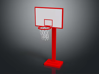 Red Frame White Backboard Basketball Hoop Sports Equipment With Stable Base Structure 3d model