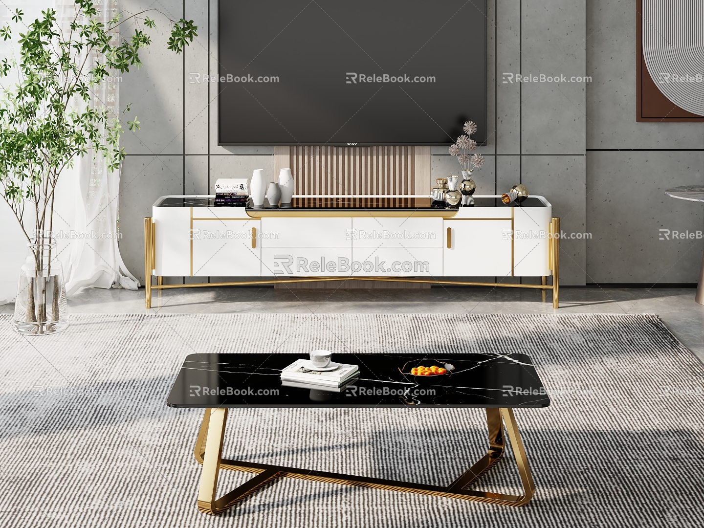 Light Luxury TV Cabinet Coffee Table TV Cabinet Coffee Table Combination model