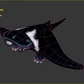 3D Fantasy Ray Creature With Gray White Body Blue Eyes And Claw Like Fins