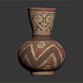Traditional Ceramic Vase With Red Brown Tones And Geometric Spiral Patterns 3d model