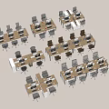 Efficient Modern Office Layout With Multiple Work Desks And Ergonomic Chairs 3d model