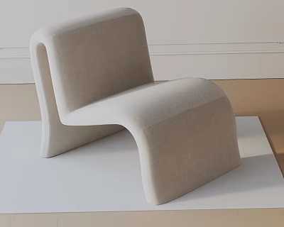 Modern Minimalist Beige Upholstered Leisure Chair With Sleek Curved Lines And Comfortable Design 3d model