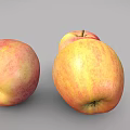 Fresh Ripe Red and Yellow Apples With Juicy Shiny Texture And Three Fruits