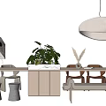 Quiet table and chair combination 3d model