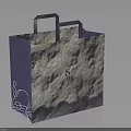 White Shopping Bag With Purple Handles Floral Pattern And Decorative Design For Daily Use