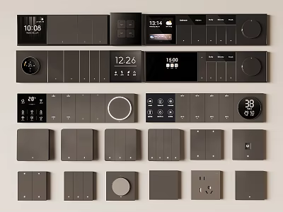 Modern Switch Panels With Digital Displays And Various Control Buttons For Home Use 3d model