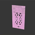 Architectural Brick Wall Component with Ornate Metal Grille and Decorative Design
