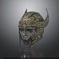 Silver And Gold Decorative Helmet With Intricate Floral Patterns And Ornamental Design