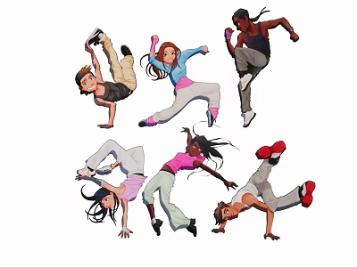 Dancing Silhouettes With Dynamic Poses And Various Energetic Dance Moves 3d model