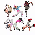Dancing Silhouettes With Dynamic Poses And Various Energetic Dance Moves