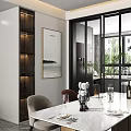 Modern Living Dining Room Interior Design With Large TV Sofa Coffee Table And Green Plants