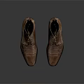 Brown Leather Mid Top Lace Up Shoes With Classic Design And Vintage Style