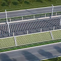 Modern Building Exterior Wall With Perforated Panel Design And Roadside Green Landscaping