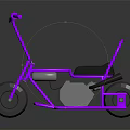 Purple Frame Tricycle With Blue Seat And Wheels On Dark Reflective Surface