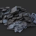Garden Landscape Construction Materials Including Broken Bricks Stone Slabs And Bags