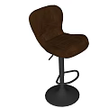 Brown Leather Bar Stools With Adjustable Backrest And Black Metal Frame 3d model