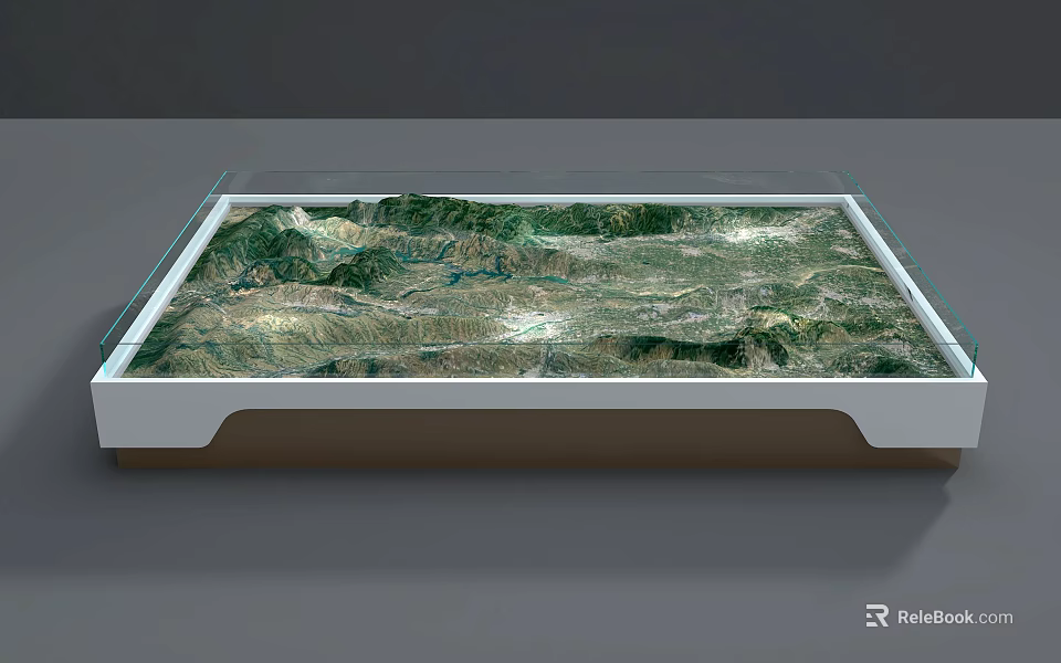 Commercial Terrain Model Display Equipment With Glass Top And Detailed Landscape Texture 3d model 